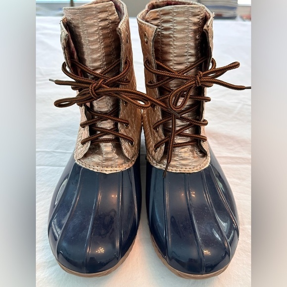 Yoki Duck Boots Navy & Gold Size 10 - Picture 11 of 12